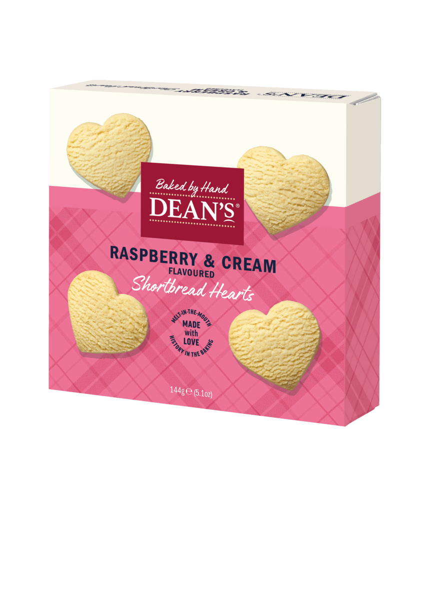 Buy the Raspberry & Cream Flavoured Shortbread Hearts 144g online at Dean's