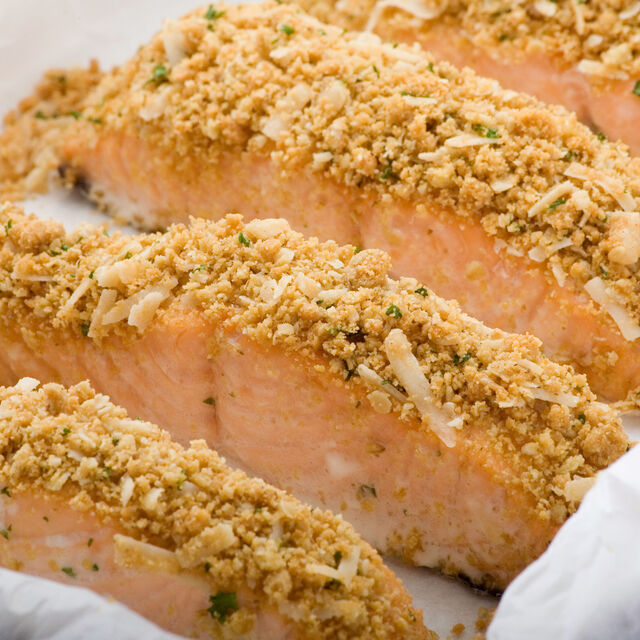 Cheese & Caramelised Onion Crusted Salmon