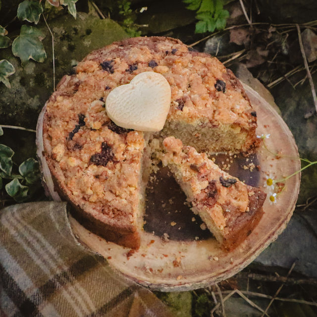 Rhubarb Shortbread Crumble Cake